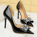 Rhinestone Women's High Heel Pumps in Patent Leather
