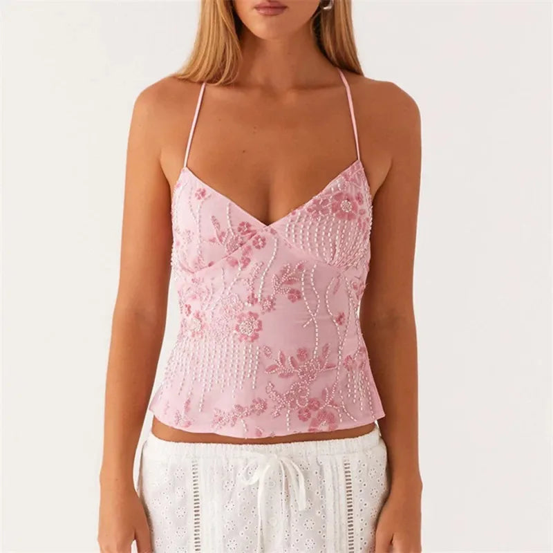Sequin Sparkly Sleeveless Shirt Cami Top