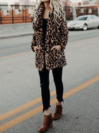 | Beige leopard print winter coat
