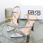 Elegant green high heel shoes for summer, new luxury design
