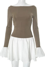 Slim Flare Sleeve Mini Dress