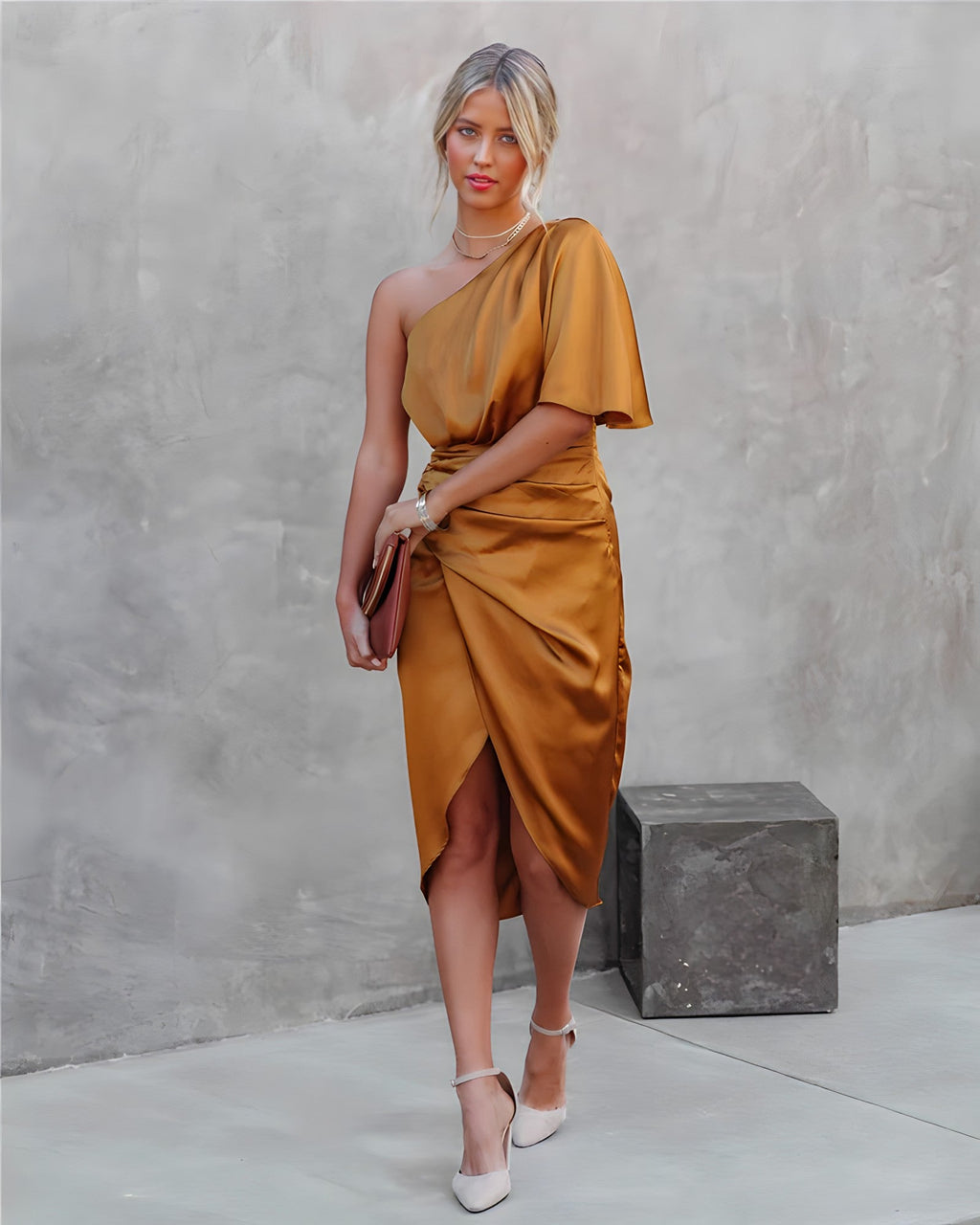 Alta Elevated Cocktail Dress with One Shoulder Premium Wardrobe Essential