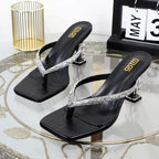 Rhinestone Toe-Clip Stiletto High Heels for Women's Summer Wear