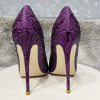 Embossed Crocodile Women Sexy Pointy Toe High Heel Shoes