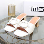 Women's high-heeled summer sandals with square buckle in new plus size