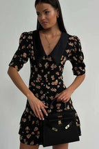 Patchwork Lace-up Slim Fit Mini Dress