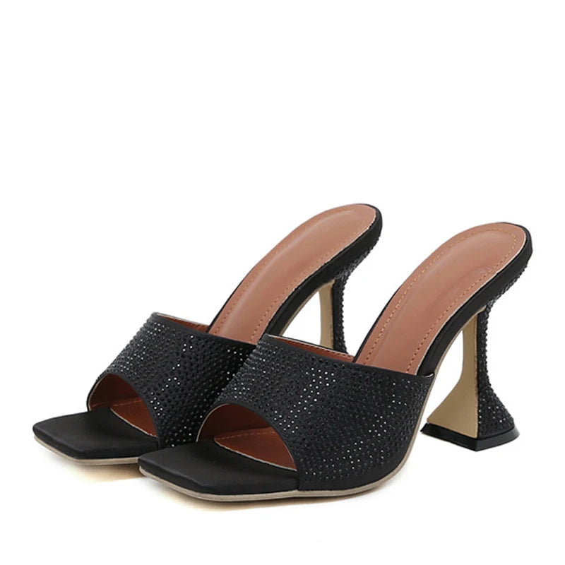 Summer Crystal Rhinestone Heels Slippers