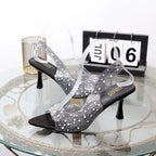 Transparent rhinestone open toe summer sandals for women