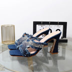 Rhinestone high-heeled slippers