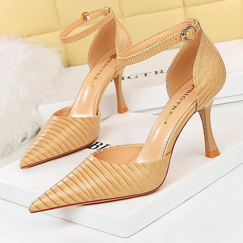 Wood Grain Women Pumps Kitten Heels Summer Fashion