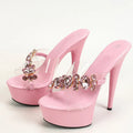 Pink Diamond Chain Designer Platform Slipper for Women