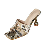 Women's Square Toe Shallow Slides Gladiator Sandals for Summer
