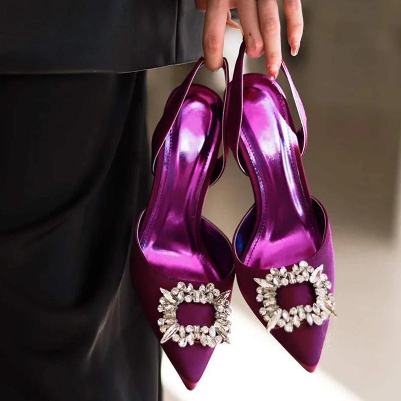 Silk Women Pumps with Crystal Strange Style High Heels for Autumn