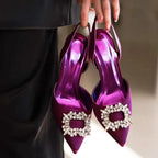Silk Women Pumps with Crystal Strange Style High Heels for Autumn