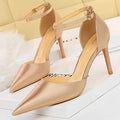 Summer Satin Kitten Heel Wedding Pumps for Women