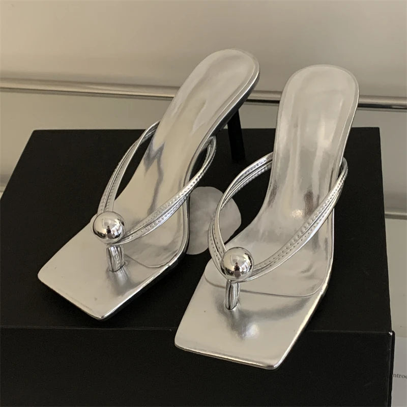 Pearl Slides Women Slippers Gladiator Sandals Summer Party Thin Heels