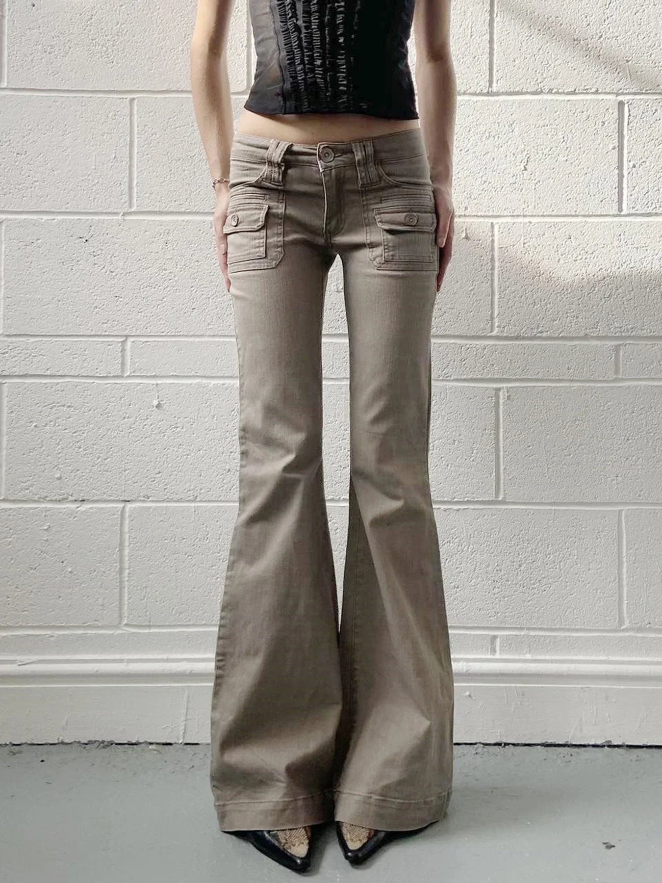 Slim Fit Simple Flared Pants Women High Fashion Causal England Style All-Match Basic Jeans Classical Clothing