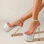 Summer Fashion Transparent Sandals with Sexy Open Toe and 17CM High Heels