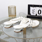 Modern ladies low heeled leather flat sandals for summer outdoor fashion