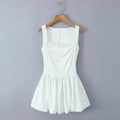 Spring New Pink Sweet Mini Dress Women Square Collar Sleeveless Short A-line Vestidos Elegant Fashion Casual Female Dresses 2025