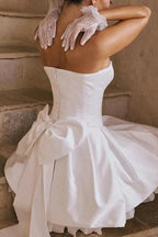 Slim Strapless Sleeveless Pleated Mini Dress