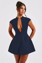 Slim Fit Deep V-Neck Mini Dress