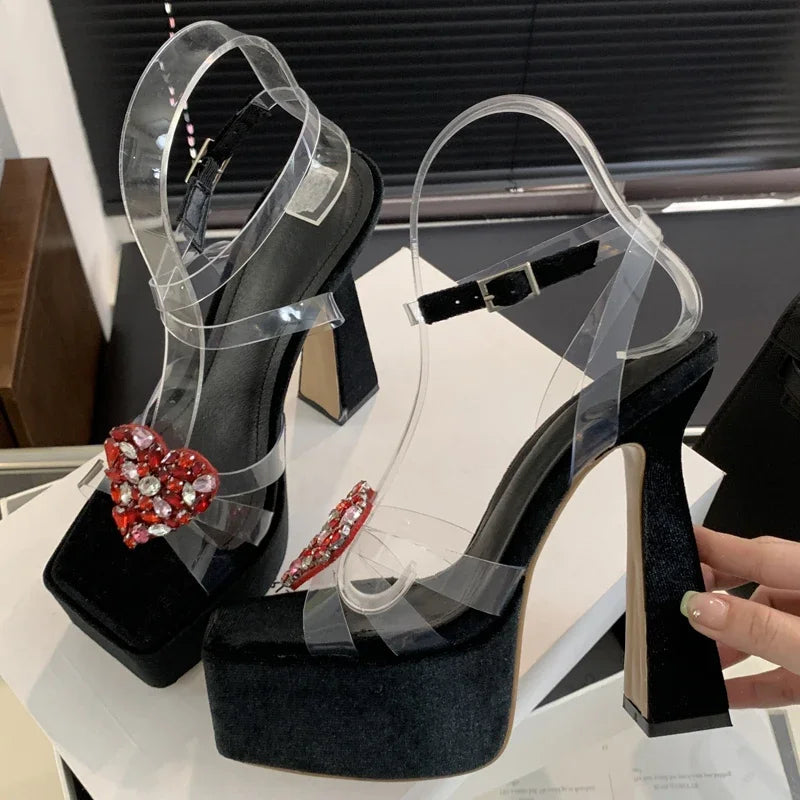 Square High Heels Platform Sandals for Women