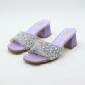Rhinestone Slippers - Summer Fashion with Thick High Heel for Women