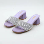 Rhinestone Slippers - Summer Fashion with Thick High Heel for Women