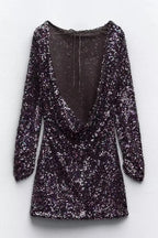 Sequin Backless Mini Dress