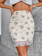 DressBetty - Floral Print Bodycon Skirt
