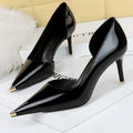 Patent Leather Women Pumps with Metal Tip High Heels 7 cm and 10.5 cm