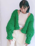 Knitted Twist Chic Cardigans Women Elegant Long Sleeve Loose O-neck Sweaters Female Autumn Vintage All-match Coats Tops