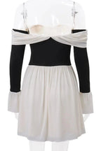 Strapless Mini Dress with Long Sleeves and High Waist