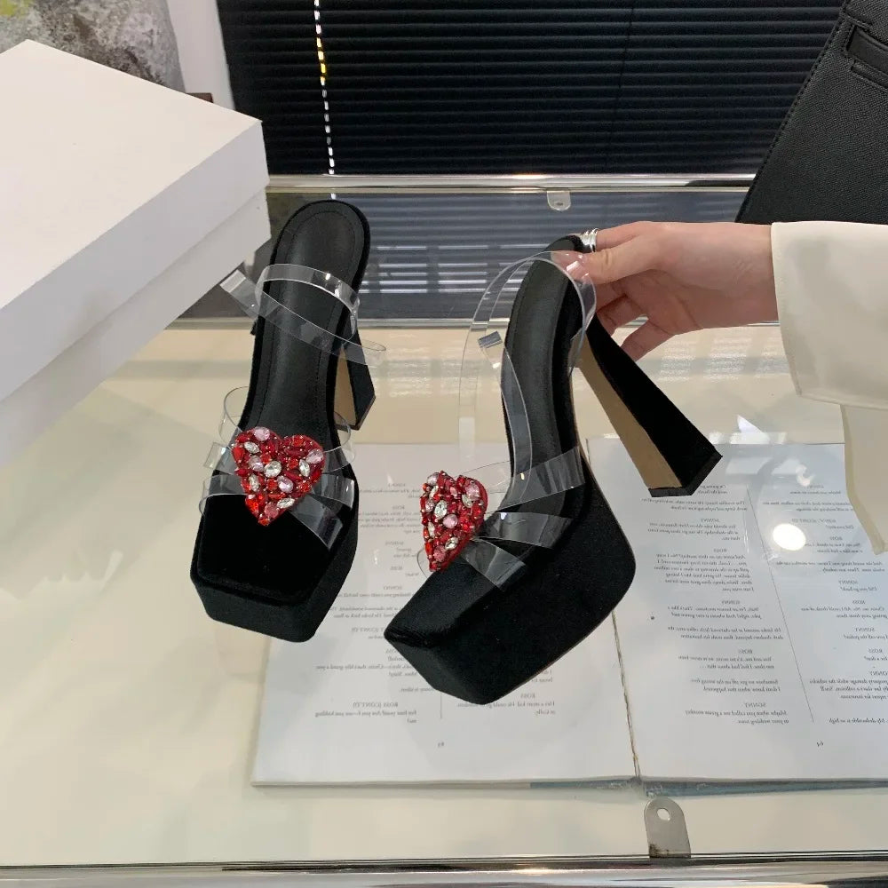 Square High Heels Platform Sandals for Women