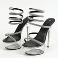 Rhinestone Ankle Snake Twine Platform Sandals for Women