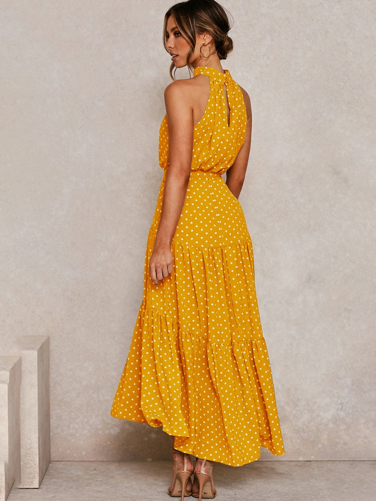 Adriana Chic Summer Dress with Polka Dot Print Shine Into Designer Edit