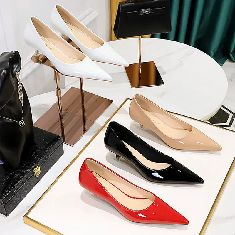Mid Heel Women Shoes in Patent Leather