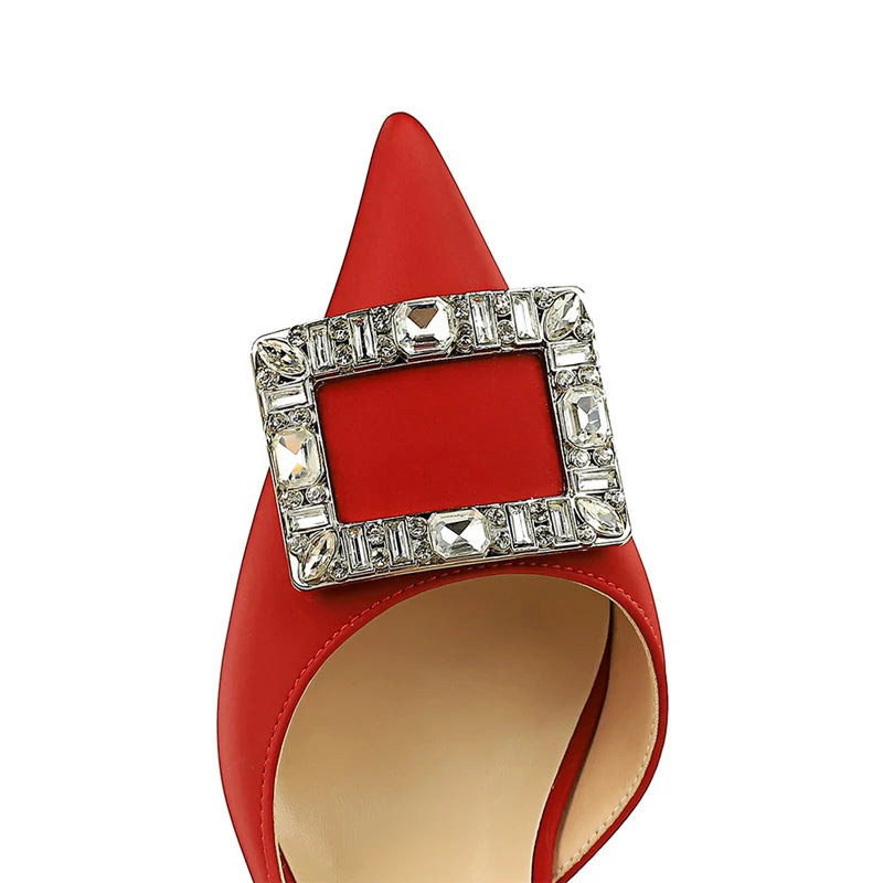 7 cm Heels Metal Buckle Women Pumps in Silks and Satins with Kitten Heels