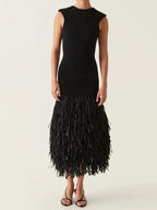 Helga Chic Long Dress with Fringes Silhouette Collection