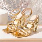 Metal High Heels Gladiator Sandals for Women Summer