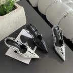 Rivets Buckle Strap Women Pumps with Thin Heels for Party or Stripping