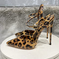 Leopard Print Pointy Toe Backless High Heel Shoes for Summer