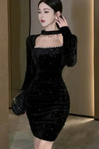 Velvet Sequins Mini Dress