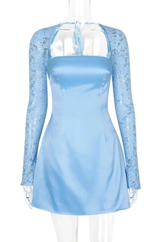 Elegant Long Sleeve Strapless Backless Mini Dress