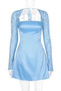 Elegant Long Sleeve Strapless Backless Mini Dress