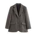 Herringbone Wool Tweed Women Suit Blazer New Single Breasted Lapel Jacket Autumn Winter Formal Fashion Coat Lady Outwears