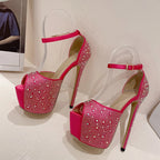 Crystal Rhinestone Silk Platform Sandals - Summer Fashion for Women