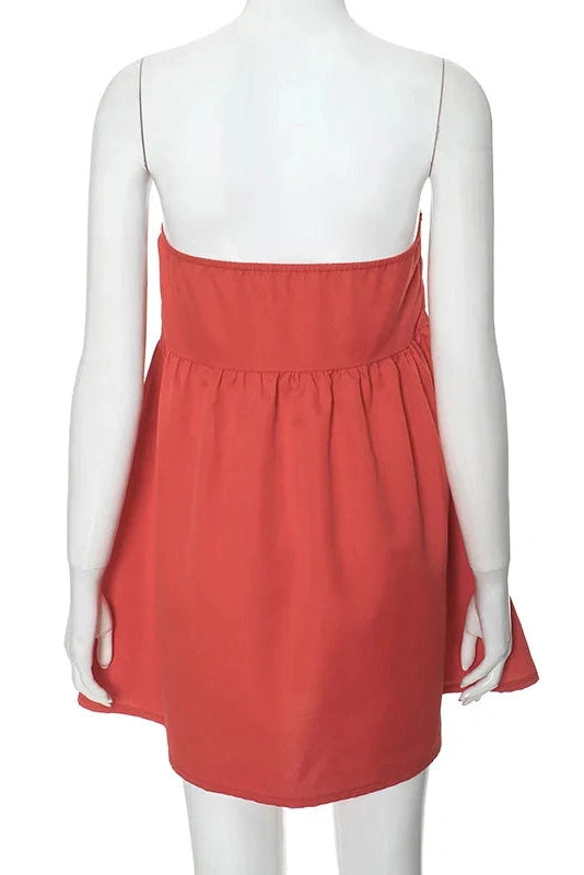 Strapless Sleeveless Loose High Waist Mini Dress