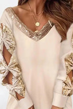 Sequin Mini Dress with Bowknot Design